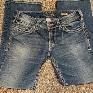 Silver Suki Bootcut Jeans Thick Stitch Womens Size 28 x 30